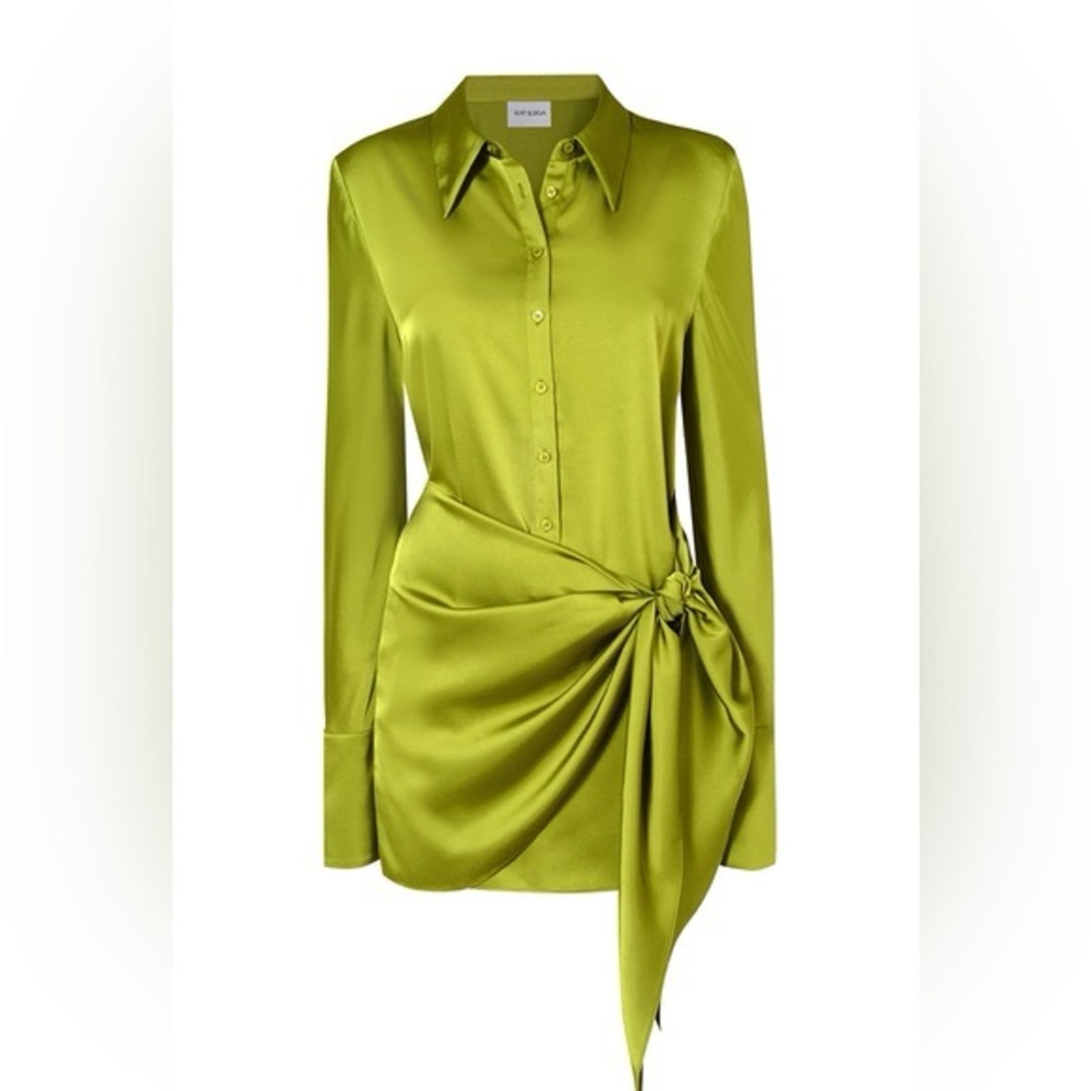 Rat & Boa Button Down Shirt Dress in Lime Green